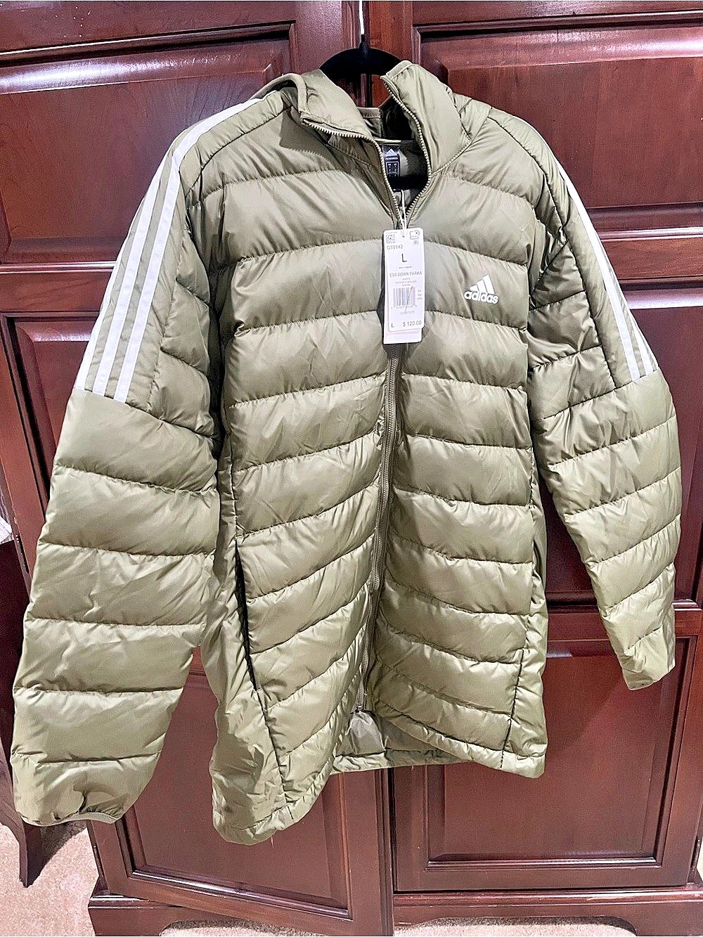 *NWT*adidas Ess Down Parka Puffer Parka Green Large
